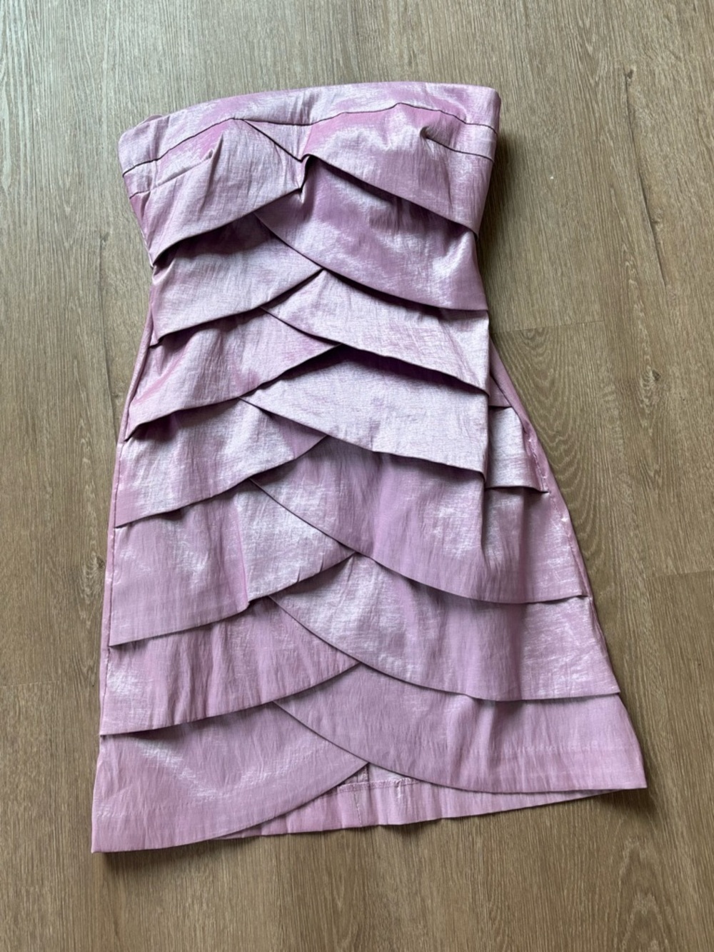 Arden B Metallic Lavender Strapless Tiered Cocktail Dress